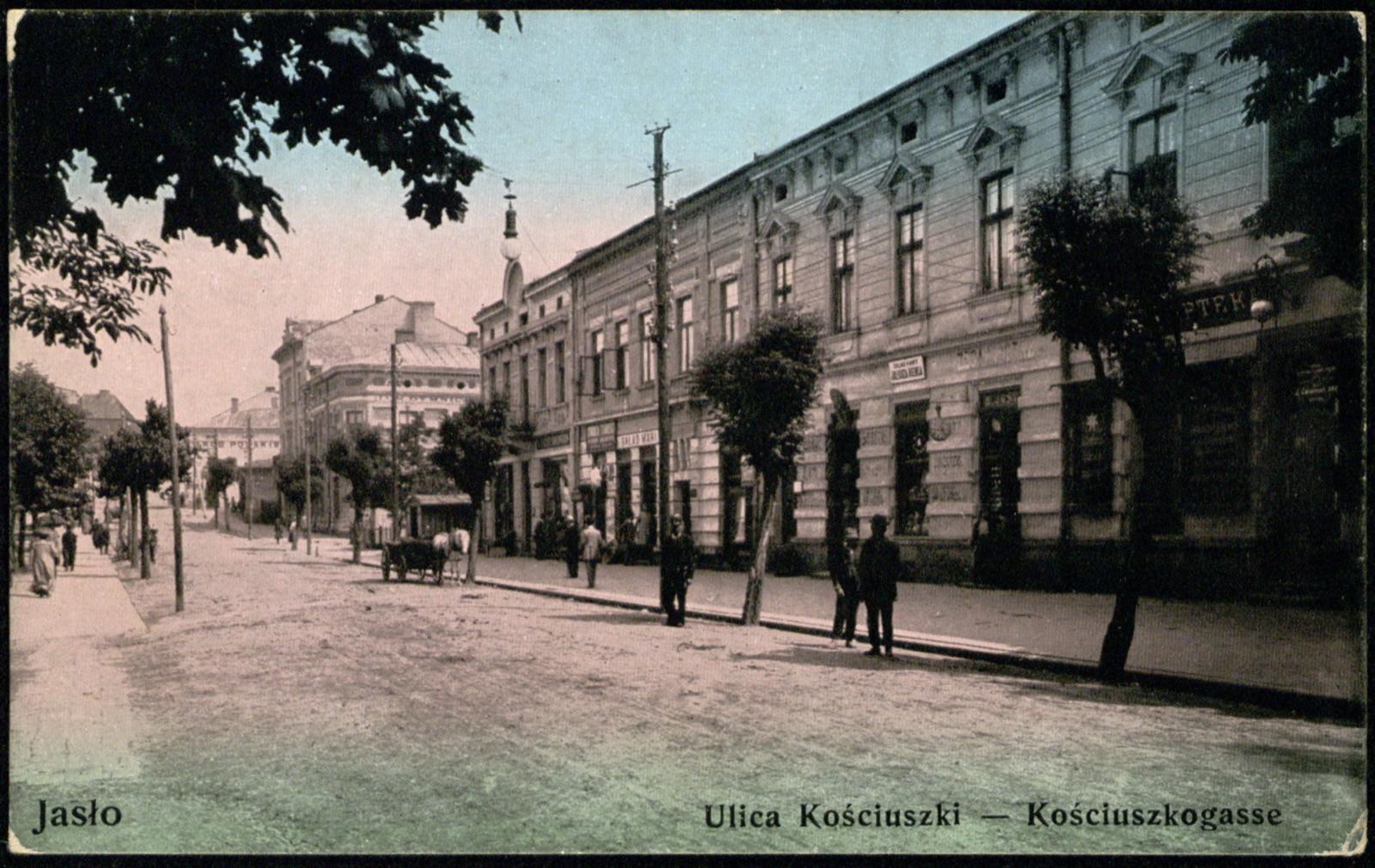 ul. Kościuszki (Kościuszkogasse), barwna ożywiona scena uliczna