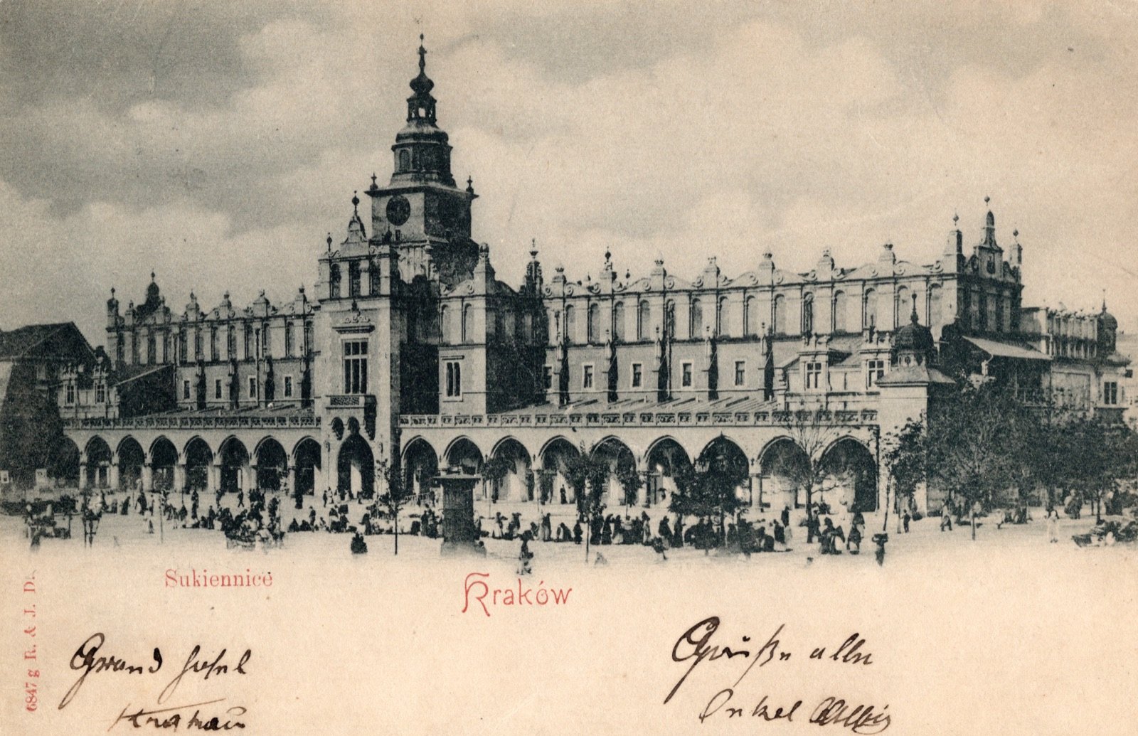 Sukiennice i tłum handlowy — nakład Römmler & Jonas