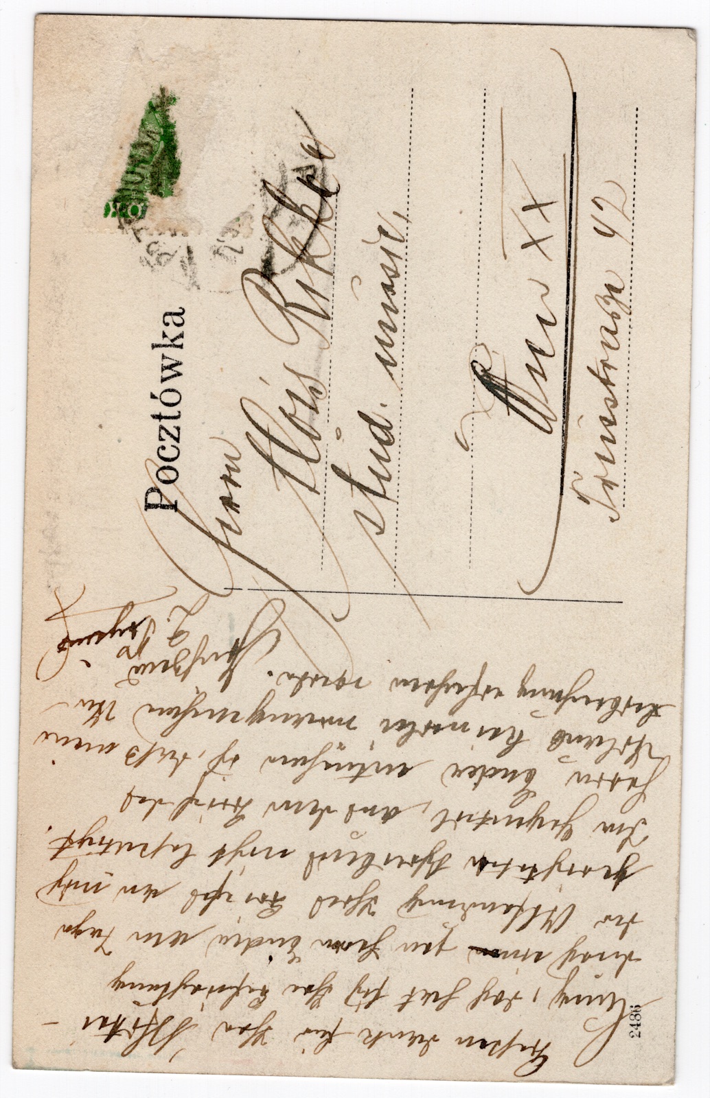 Odwrocie karty: Most kolejowy (kratownicowy, ze stacją); barwna