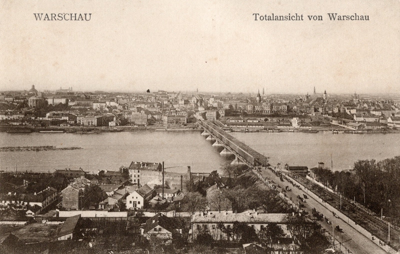 Panorama Warszawy z mostem, list z 3 kwietnia 1916