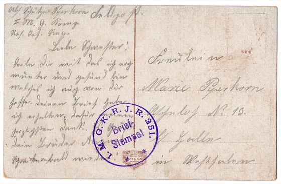 Odwrocie karty: Klomb i latarnia, kaszet pułku 251