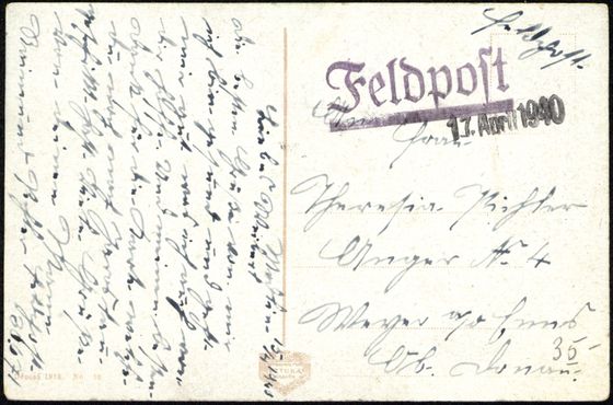 Odwrocie karty: Automobil i apteka, Feldpost 1940