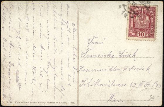Odwrocie karty: Zawalony most na Sanie, nakład 1916