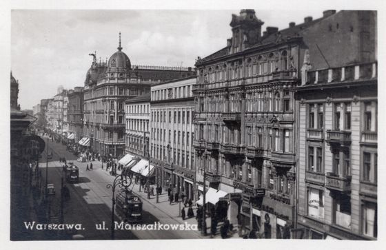 Marszałkowska z tramwajami, 1936